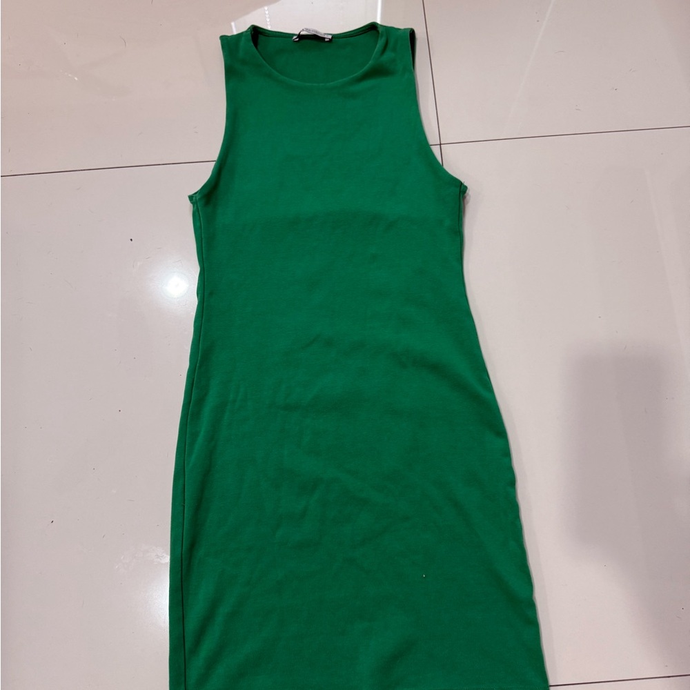 Zara Vibrant Green Sleeveless Mini Dress
